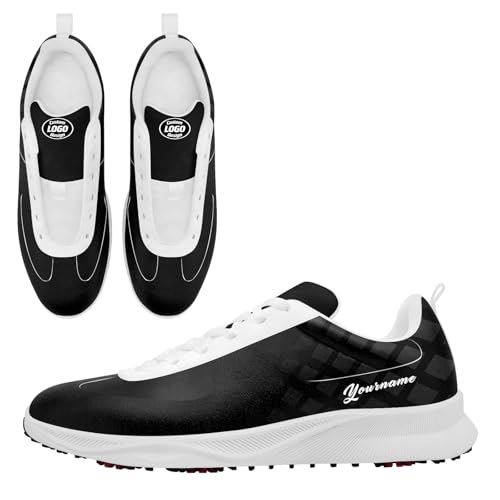 AWSOLE Custom Golf Shoes for Men Women Personalized Print Name Logo Gift Breathable Sole Lightweight Fashion Golf Footwear White/Black/Grey