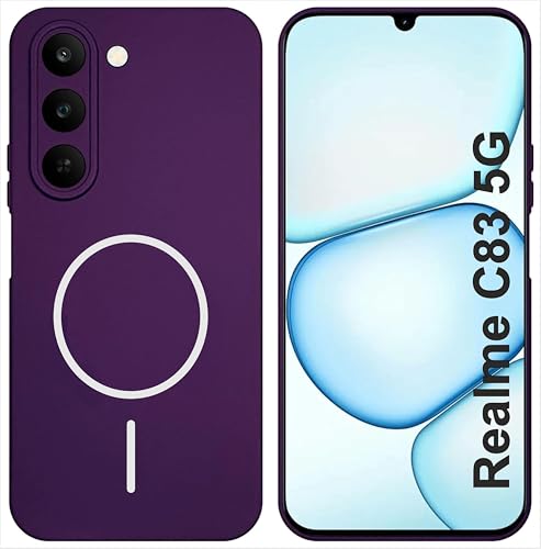 Image of Silicone Back Cover Case for Realme C83 5G | Soft Micro-Fibre Lining Inside | Magsafe Print On Back Side Camera Protection Bump | Shockproof