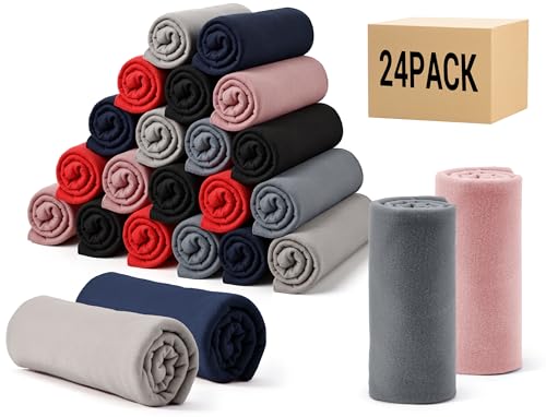 CULVE 24 Pack Fleece Throw Blanket 50x60 - Soft Lightweight Blankets in Bulk for Wedding, Gifts Pet Home Bed Sofa Couch Office Travel(6 Color)