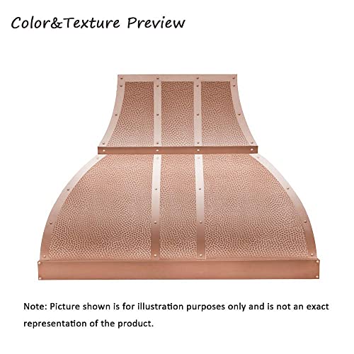 SINDA 30"W x 36"H Wall Mount with Beehive-Natural Copper, Copper Oven Hood Cover with High CFM Commercial Grade Range Hood Insert, Includes Fan Motor, Blower Box, Baffle Filter, H1STRBNW3036