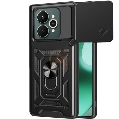 Image of Armor Bumper Back Cover Case for Realme 15 /15 pro 5G Rotating Camera Cover, Ring Holder & Kickstand | Heavy Duty & 360 Degree Protection Realme 15 /15 pro 5G Back Cover (Black)