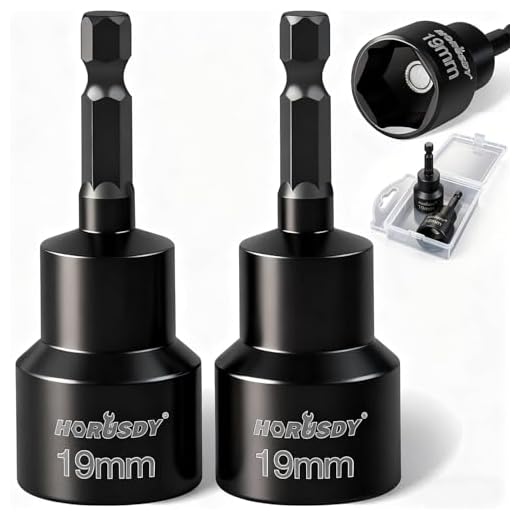 HORUSDY 2-Pieces RV Leveling Scissor Jack Socket Drill Adapter, 1/4 Inch Hex Shank, Fits 3/4 Inch or 19mm Hex Drive Jacks