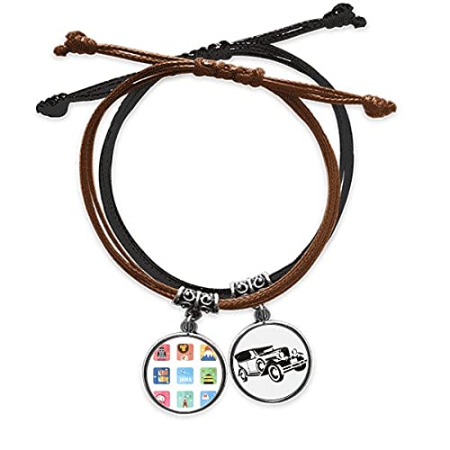Bracelet culture japonaise en cuir et corde le cadeau idéal avec son motif minibus original