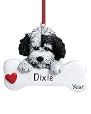 Personalized Havanese Dog Bone Ornaments for Christmas Tree - Polyresin Havanese Dog Ornaments - Cut