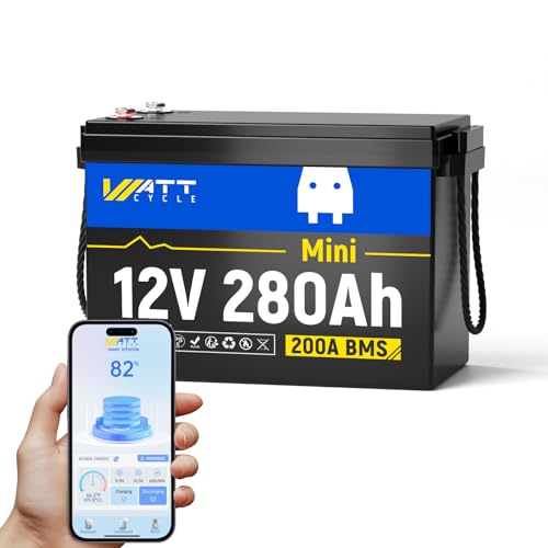 WattCycle 12V 100Ah LiFePO4 Battery, BCI Group 24, 15000 Deep Cycles, 100A BMS, Low-Temperature Protection, 1280Wh - Perfect for RVs, Golf Cart, Marine, Home Energy, Solar Off-Grid Systems