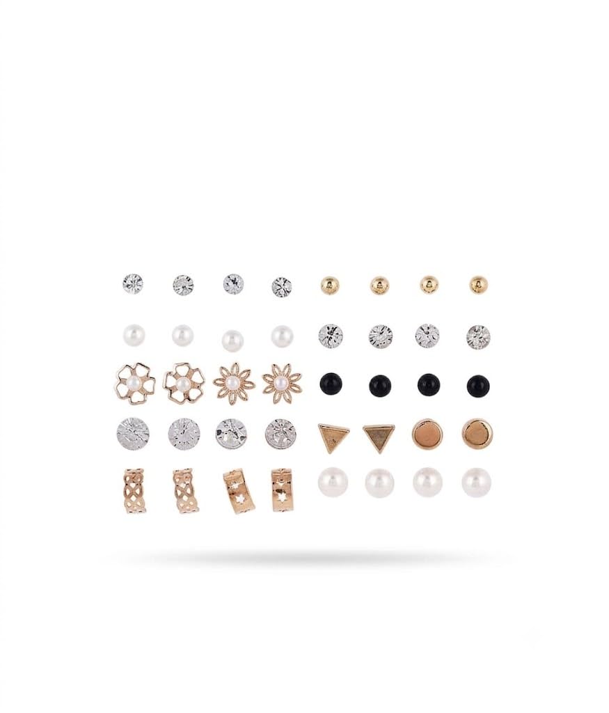 vembley Combo Of 20 Pairs Of Metal Stud Earrings-picture-19