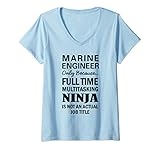 Womens Funny Engineering Gift Marine Engineer V-Neck T-Shirt