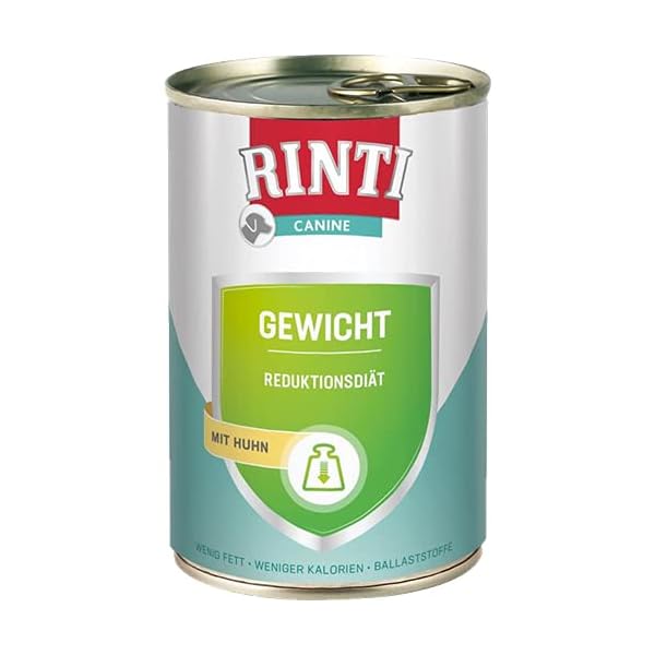 RINTI Canine Gewicht Huhn | Spezialkost für Hunde | 6x400g | Zur Verringerung von Übergewicht | wenig Fett | wenig Kalorien