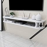 Elegante y multifuncional: este estante de consola de pared se puede usar con diferentes modelos de TV montados en la pared, es funcional, así como una consola de TV de pared decorativa para complementar cualquier estilo de sala de estar, estudio, dormitorio, pasillo, baño, sala de medios, cocina y balcón