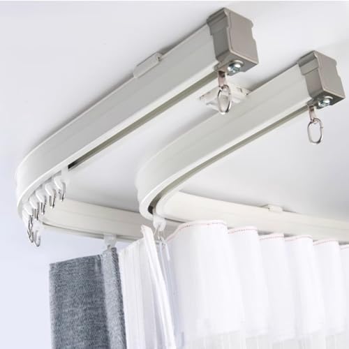 Flexible Double Curtain Track Set - Bendable Metal Rod for L & U Shape Curtains - Ideal for Windows & Showers - Wall Mount, 12ft (366cm)