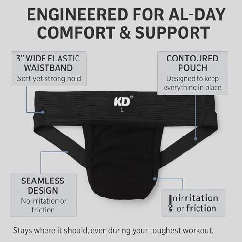 KNK Organic Cotton Jockstrap Gym Supporter – 3” Waistband, Soft & Durable2