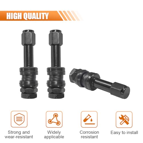 LHDOS 5PCS TR43E/VS43 Tubeless Metal Clamp-in Tire Valve Stems, Aluminum Alloy Valve Stems Mount for 0.453\" Rim Hole on Standard Vehicle Tires (Black) - Thumbnail 3