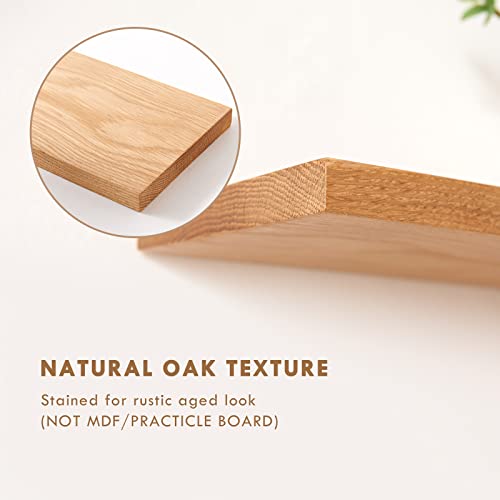 Inman Floating Shelves For Wall 24 Inches Natural Oak Wood Wall Shelves , Wall Mounted Solid Wood Shelf Display Storage Rack For Living Room, Bedroom, Kitchen, Bathroom Decor #TOP1