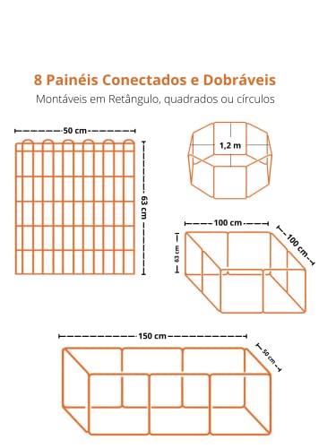 Cercadinho Pet Cercado para cachorro de pequeno porte Cercadinho Móvel (63cm)