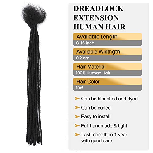 Loc Extension Human Hair 100% Real Human Hair 0.2Cm Wide 12Inch 60 Strands Fully Handmade Permanent Real Hair Extensions For Women/Men/Kids 100% Dreadlock Extensions Human Hair Can Be Dyeable Bleachable Curlable With Crochet And Comb And Decorative Ring #TOP3