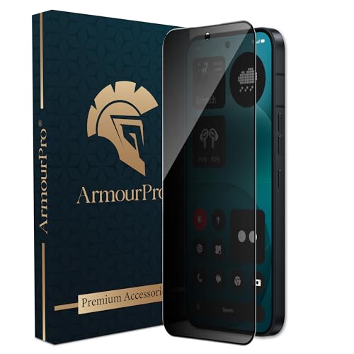 Image of ArmourPro Privacy Tempered Glass for Nothing Phone (4A) Pro - Anti-Spy Anti Peeping Screen Protector, 9H Hardness, Edge-to-Edge Coverage, Ultra Thin, Bubble-Free Installation Kit | Black
