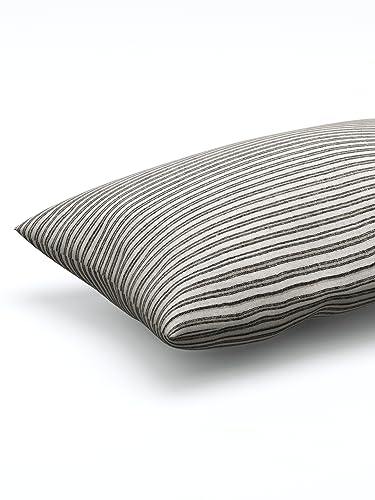 Image of 180 TC Pillow Cover Set of 2 | Pillow Cover Cotton 100% | Pillow Cover Set of 2 King Size | Wrinkle Free & Fade Resistance | Striped Pattern | Standard Size | All Season Use (Stripe Grey)