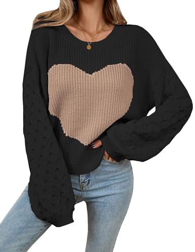 Image of Libsorge Womens Valentine Heart Sweater 2026 Valentines Day Trendy Cute Oversized Long Sleeve Pullover Sweaters