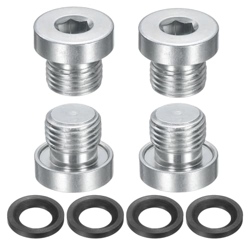 sourcing map 4Pcs M10x1 Inner Hex Head Pipe Fitting Plug, Universal Carbon Steel Thread Socket Plug with Black O-Ring for Terminate Pipe Ends or Replacement Drains