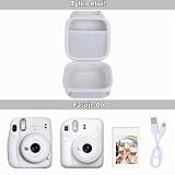 RIYADAone Twarde etui kompatybilne z aparatem Fujifilm INSTAX Mini 12/11, Glina biała, 15 * 15 * 9, Etui