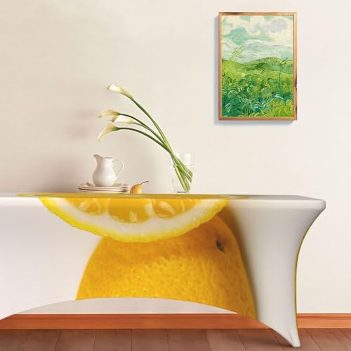 Nappe rectangulaire extensible 1,8m motif citron élastique - 8