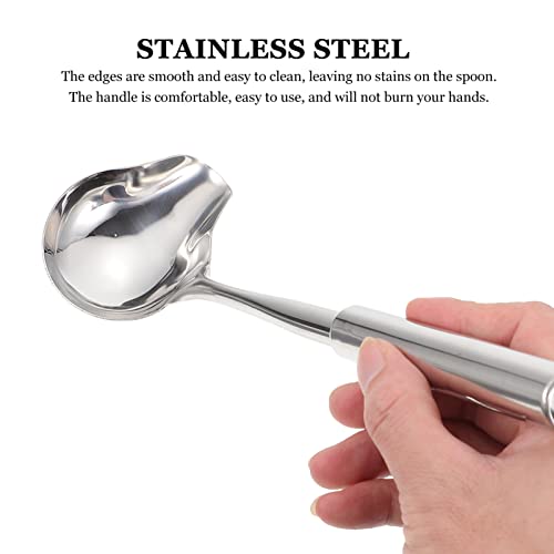 Tofficu 2Pcs Stainless Steel Sauce Drizzle Spoon With Spout Duckbill Sauce Spoons Serving Soup Ladle For Spooning Gravies Sauces Dressings Kitchen Utensil #TOP4