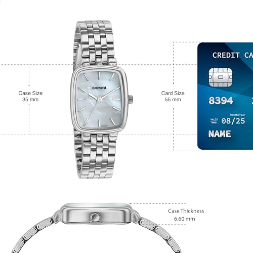 Image of Sonata Festive 2.0 Quartz Analog with Mother of Pearl Dial Silver Sheet Metal Strap Watch for Women - 87108SM01