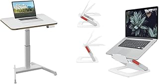 Leitz Ergo Compact Workstation Set, Electric Height-Adjustable SitStanding Desk with Multi-Angle Laptop Stand, 80 x 60 cm, Standing Desk, Maximum Load 80 kg, 65340001 + 64240001