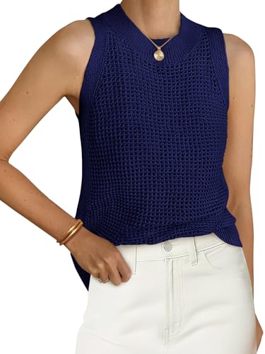 Image of PRETTYGARDEN Womens Summer Crochet Tank Tops Knit Sweater