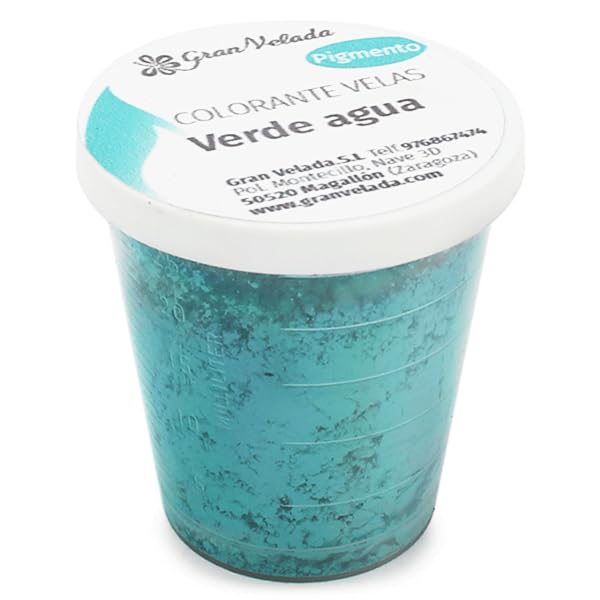 Gran Velada - Kerzenfarbe Wassergrün Pigment 1000 cc | Farbpigment für Kerzenherstellung, Intensive Farbe, Farbpulver für Paraffin und Wachs, Stabil und Langlebig