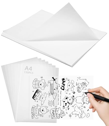 150 Stück Transparentpapier,55 g/m² Transparentpapier Weiß,Tracing Paper, Zum Bedrucken Pergamentpapier Pauspapier Architektenpapier Zeichenpapier Weihnachten (21×29,7cm)