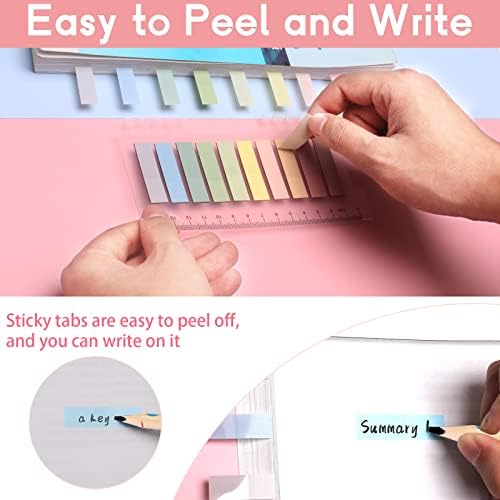 Sticky Tabs, 1200pcs Index Tabs Flags with Ruler, Writable Book Tabs for Reading Notes, Notebook Label, Book Page Markers, Classify Files (44 x 11mm,Multicolour)
