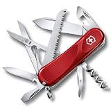 Victorinox, coltellino svizzero Evolution 17 (15 funzioni, presa ergonomica, lama, seghetto per legno), rosso