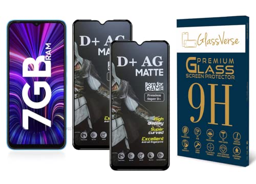 Image of GlassVerse Matte Tempered Glass for Tecno Spark 9T | Anti Glare, Smooth Touch Screen Protector, 9H Hardness, Edge to Edge, Case Friendly, Hassle-less Installation Kit Included. (Pack of 2)