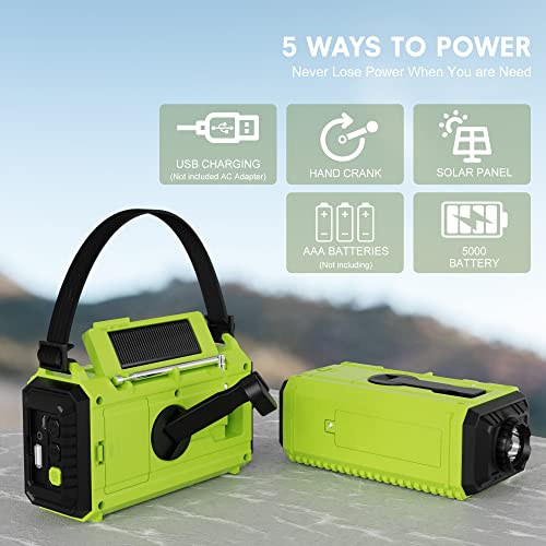 Weather Radio Emergency Solar Hand Crank Radio Am/Fm/Sw Noaa Alert Portable Survival Radio For Home And Outdoor Emergency With 5 Ways Powered, Sos Alarm, Flashlight, Reading Lamp, Usb Charge (Green) #TOP4
