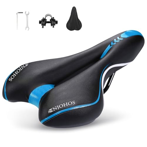 ENJOHOS Fahrradsattel, Fahrradsitz Wasserdicht PU für Mountainbike Trekking Tourensattel Rennrad (Blau)
