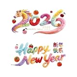 MotiveTech 2026年春節用ウィンドウステッカー（ショップ・パーティー用品）