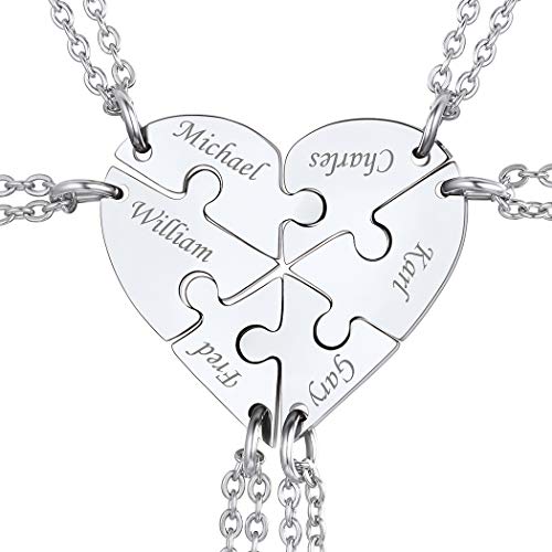 Suplight Colgantes Corazón Puzzle de Mujeres Muchachas para 6 Collares Preciosos Rompecabezas Cadenas Finas Elegantes de Cuello Acero Inoxidable 316L Joyerías de Madres Hijas Amigas Cover