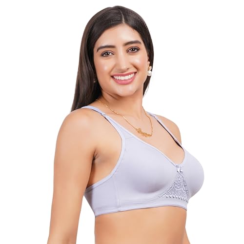 Image of Non Padded Bra in B, C and D Cup for Women - Made of Pure Cotton Full Coverage Over Size Non Wired Pushup Soft Cup for T-Shirt Saree Dress Sports Garment for Daily Use Everyday