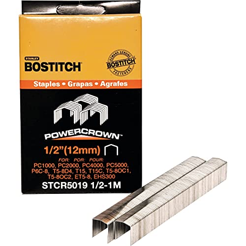 Agrafe PowerCrown BOSTITCH STCR50191/2-1M robuste de 1,27 cm, boîte de 1000