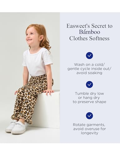 Image of Toddler Girl Pants Soft Bamboo Viscose Casual Ruffle Wide Leg Trousers for Kids with Pockets