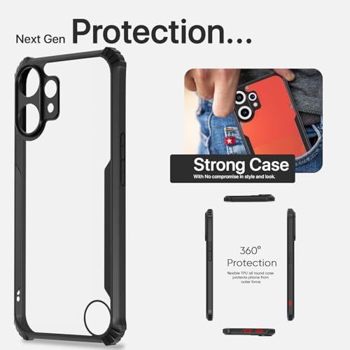 Image of Pikkme Back Cover for CMF by Nothing Phone 2 Pro 5G | Ultra Hyrbid | Full Camera Protection | Raised Edge | Crystal Clear Transparent Bumper Case (Black)