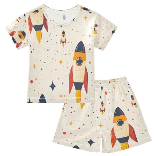 senya Cartoon Rocket A Summer Pajamas Set Short Cotton Sleepwear 2 Piece