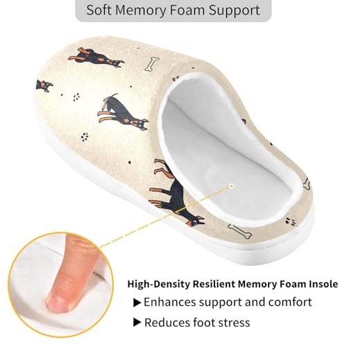JUNZAN Doberman Dogs Pattern Mens House Cotton Slipper Winter Memory Foam Bedroom Shoes for Outdoor Funny Presents 6-72