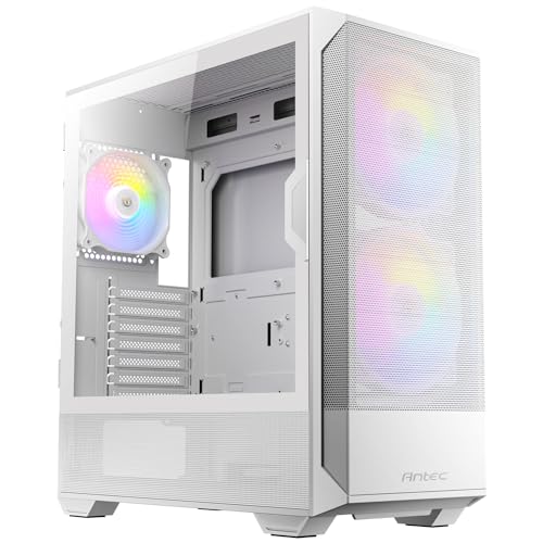 Image of Antec NX416L Mid-Tower ATX Gaming Case with Side Tempered Glass, 2 Pre-Installed 160mm ARGB Fans, 1x 120mm ARGB Fan | PC Cabinet (White)