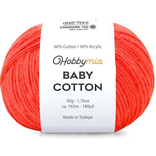 Image of Baby Cotton Blend Yarn - Soft Sport Weight Yarn for Crochet & Amigurumi - 50g /180yds - 60% Cotton 40% Acrylic - Ideal for Baby & Knitting Proj.(Bittersweet, 1 Ball)