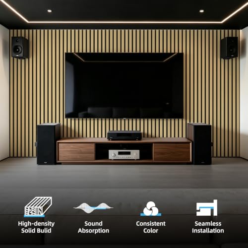 Image of Art3d 6-Piece Wood Acoustic Panels for Noise Reduction, 3D Textured Wall Paneling for Living Room Bedroom TV Background Interior Decor, Natural Oak
