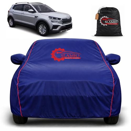 Image of Car Cover for Skoda Kushaq Facelift | 100% Waterproof Heavy-Duty 3-Layer Car Body Cover | All-Weather Rain, UV, Sun & Dust Protection | Custom Fit | Mirror & Antenna Pockets | Navy Blue