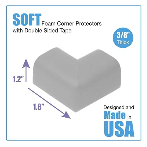 Image of KidKusion Child Safety Corner Cushion | Soft Gray | 4 Pack | Made in USA, Child Safety, Child Proofing Corner Guard, Home Furniture Safety Bumper, Baby Proof Table Protector