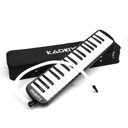 Image of Kadence MEL-37BK Home Series 37-Key Melodica | ABS Body | Stainless Steel Plate | Dual Mouthpiece | Includes Padded Carry Case | Black